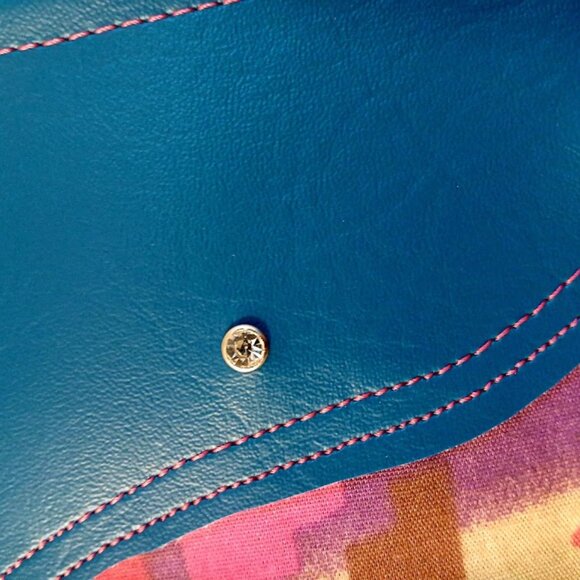 New Western theme Faux leather Clutch Wristlet Teal Pink wallet envelope bag - Picture 4 of 7